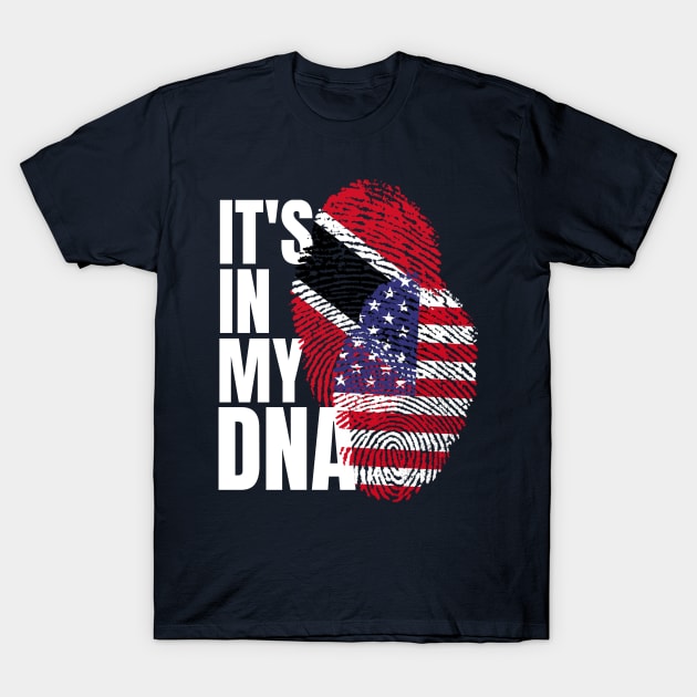 Trinidadian And American Mix DNA Heritage Flag Gift T-Shirt by Just Rep It!!